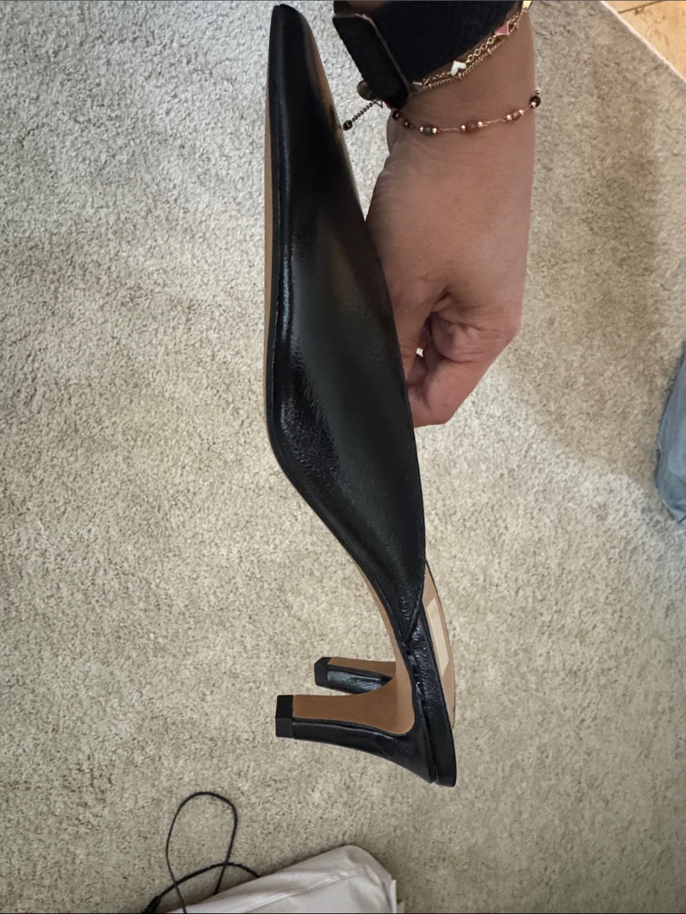 Dolce Vita Black Pointed Leather Slip-On Mules - Picture 2 of 2